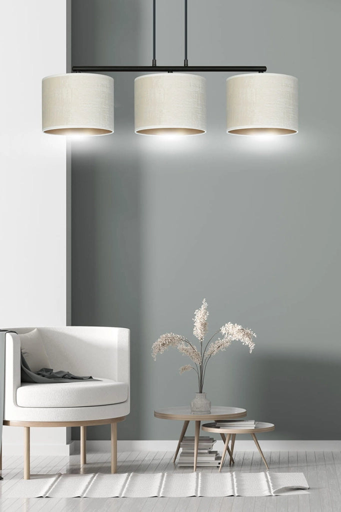 Lampadario Emibig Hilde 3 luci E27 nero crema oro