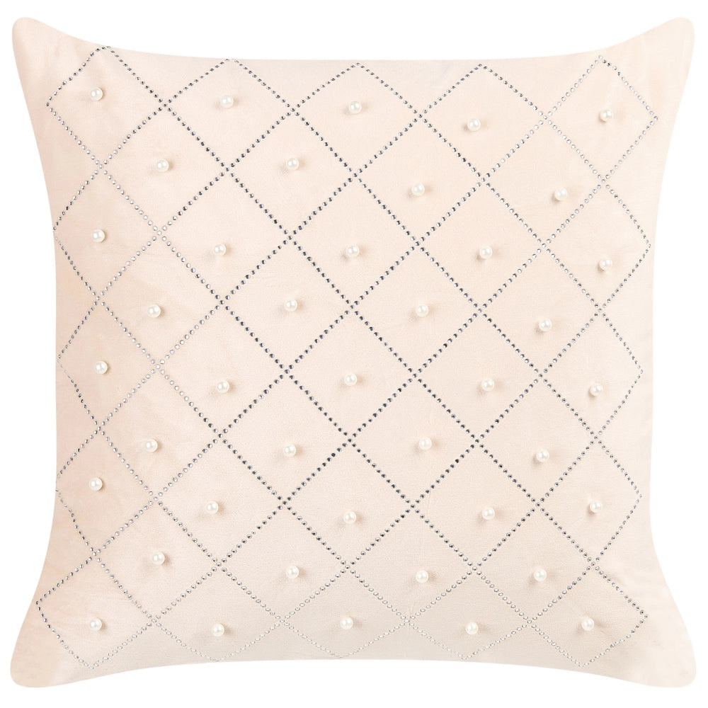 Set di 2 cuscini in velluto beige argento 45 x 45 cm glamour soggiorno camera da letto