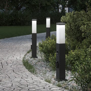 Lampioni a paletto con sensore e presa 3 pz 50 cm neri IP44 4006090