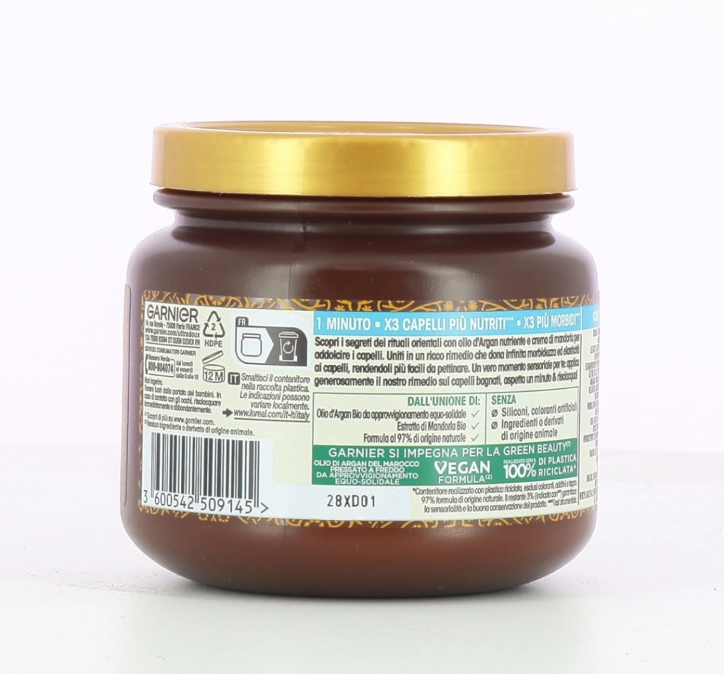 GARNIER ULTRA DOLCE MASCHERA NUTRIENTE PER CAPELLI SECCHI RITUALE D'ARGAN HAIR REMEDY 340 ML