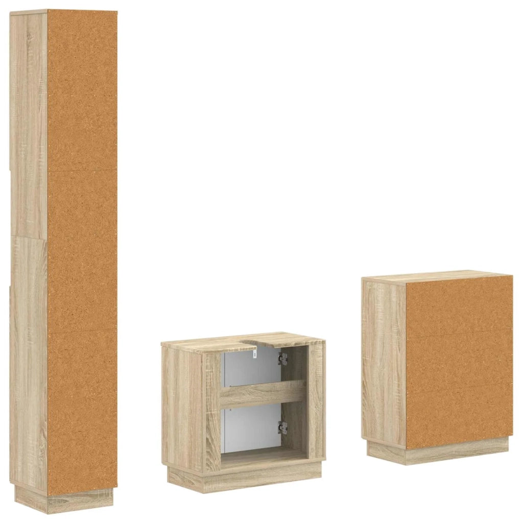 Set di armadietti da bagno in 3 pezzi HOORN Rovere Sonoma 3417470