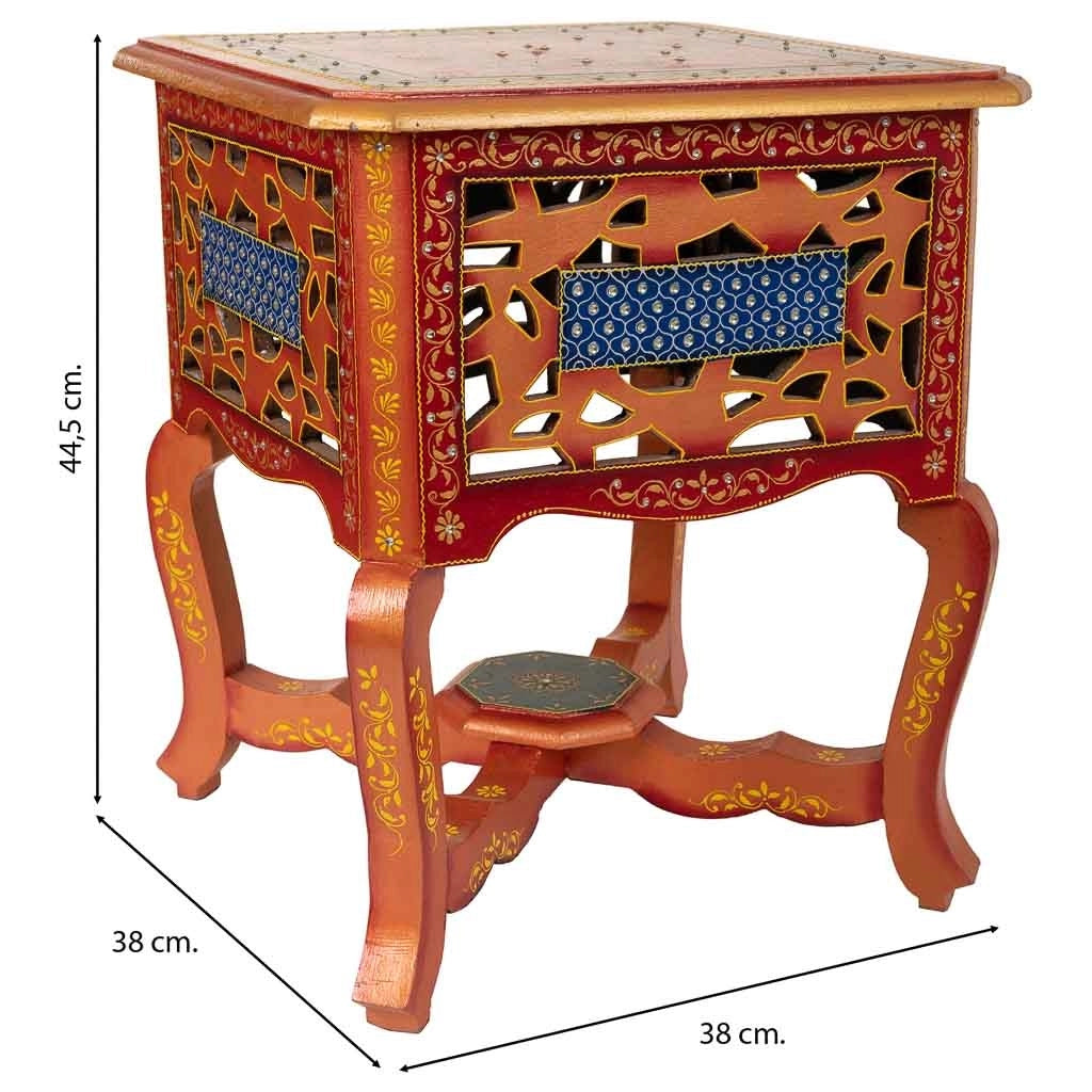 Comodino in legno verniciato fatto a mano con 1 cassetto marrone 38x38x44,5