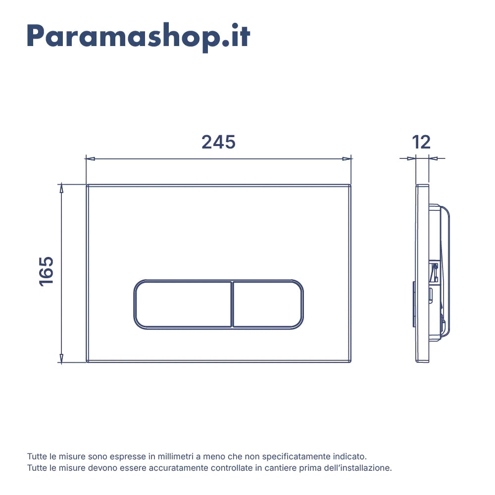 Placca di scarico doppio tasto in ABS silver grey opaco
