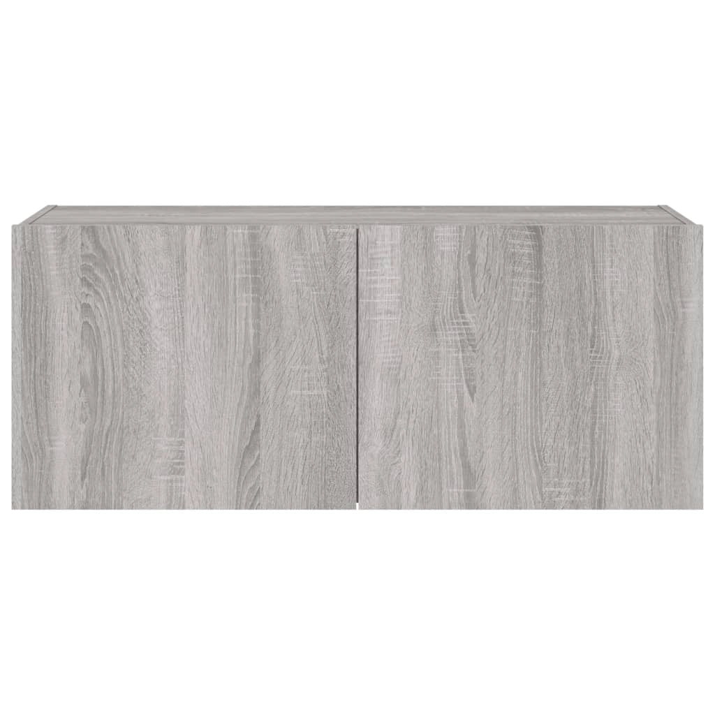 Mobile TV multimediale mensola TV credenza TV mobile TV da parete per sala da pranzo soggiorno camera da letto con luci LED Sonoma 100 x 35 x 41 cm grigio 02_0028038