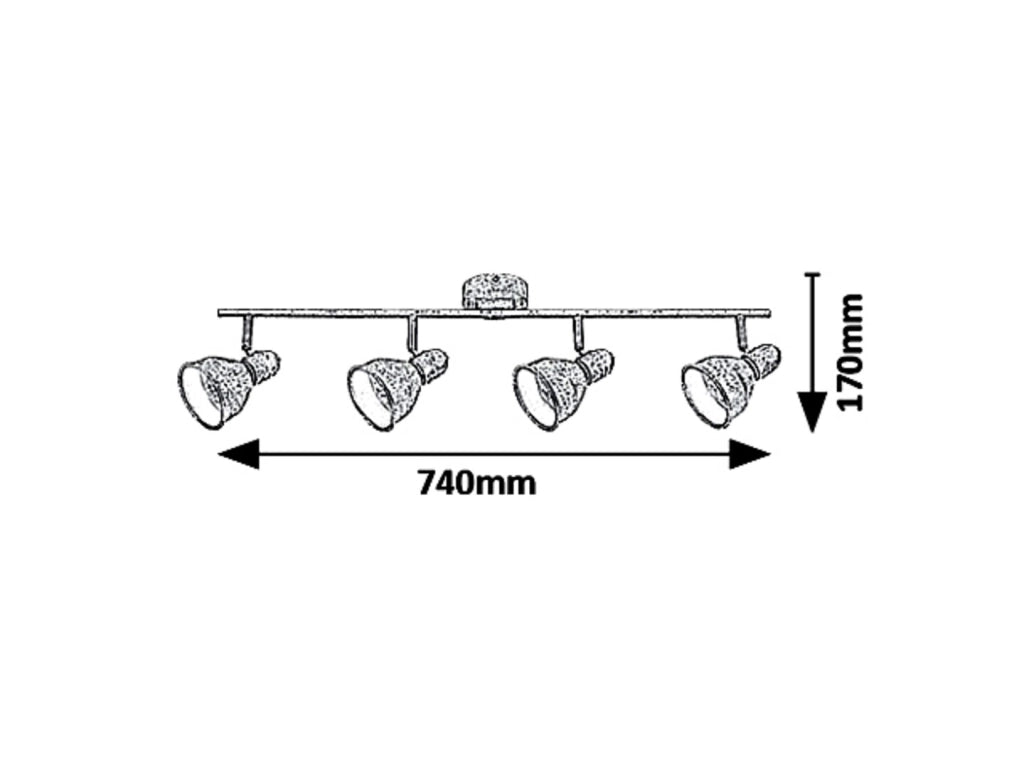 Barra spot Thelma argento anticato 4xE14 40W Rabalux