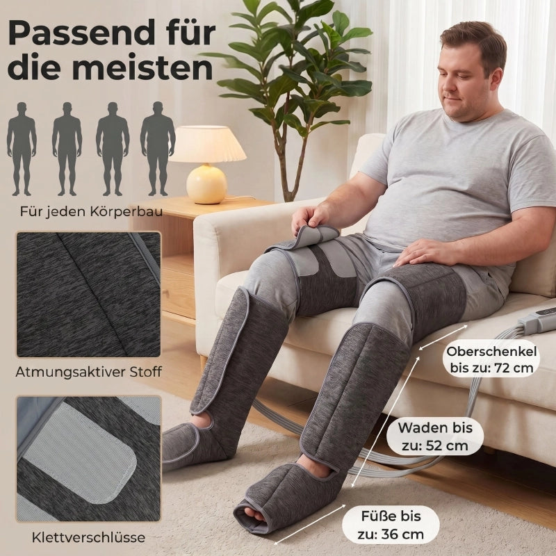 Massaggiatore per gambe con funzione riscaldante e di compressione, 3 modalit¨¤ automatiche e 3 livelli di intensit¨¤, massaggiatore per piedi e