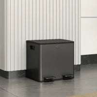 Bidone Immondizia a 2 Sezioni da 15L con Chiusura Silenziosa, in Acciaio Inox e PP, 41.7x36.6x43.2 cm, Nero