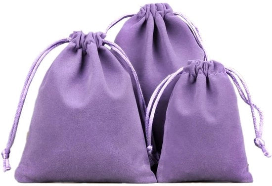 Set di 12 Borse in Velluto con Corda per Portare con Sè - Sacchetti per Regali per Matrimonio e Feste - 5 x 7 cm - Blu Pastello