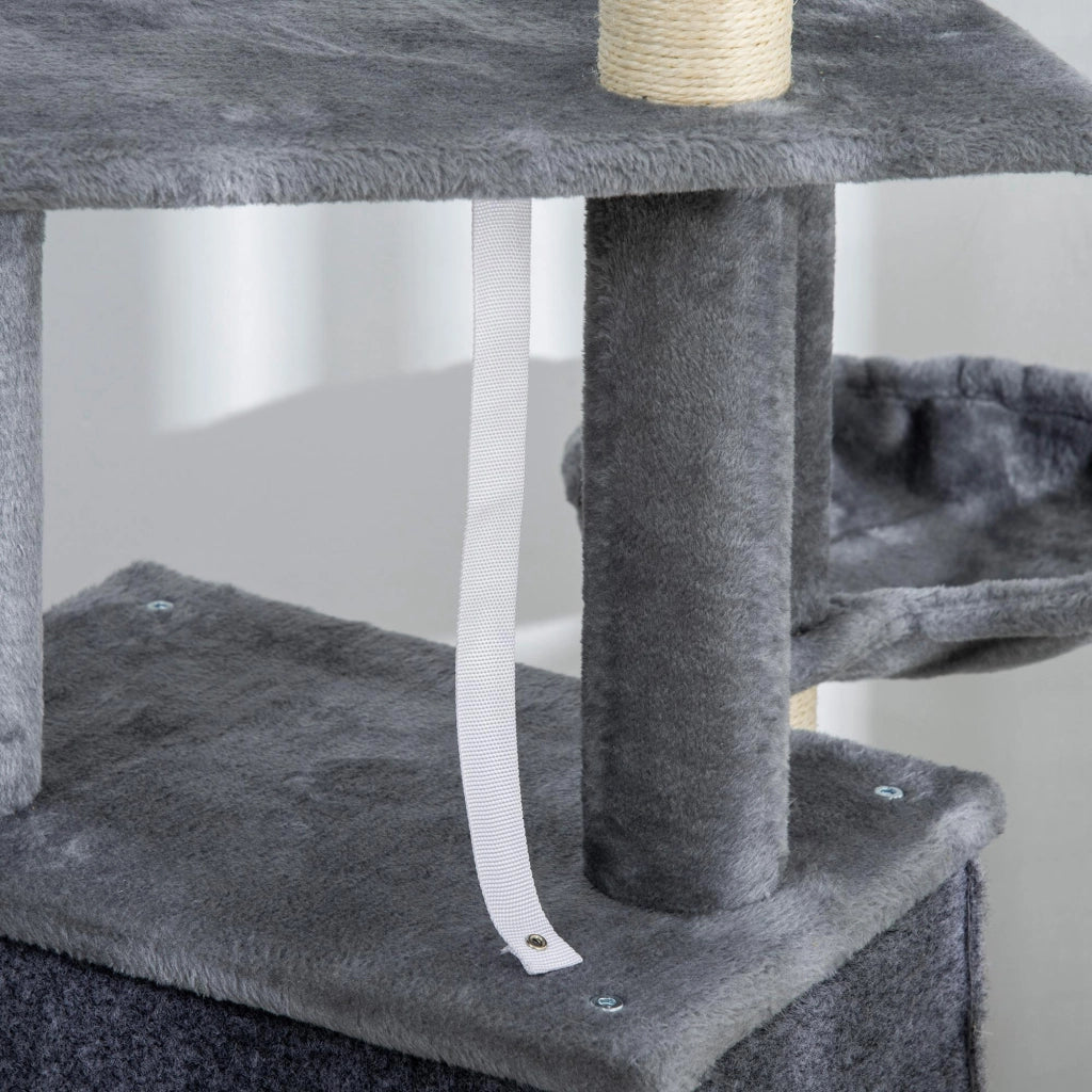Albero tiragraffi per gatti con cuccia, amaca e piattaforme ¨C zephmum ¨C 127 cm grigio