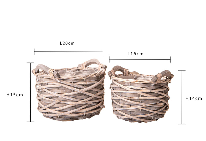 Set 4 Cesti Ø 20 H 15 cm con Manici