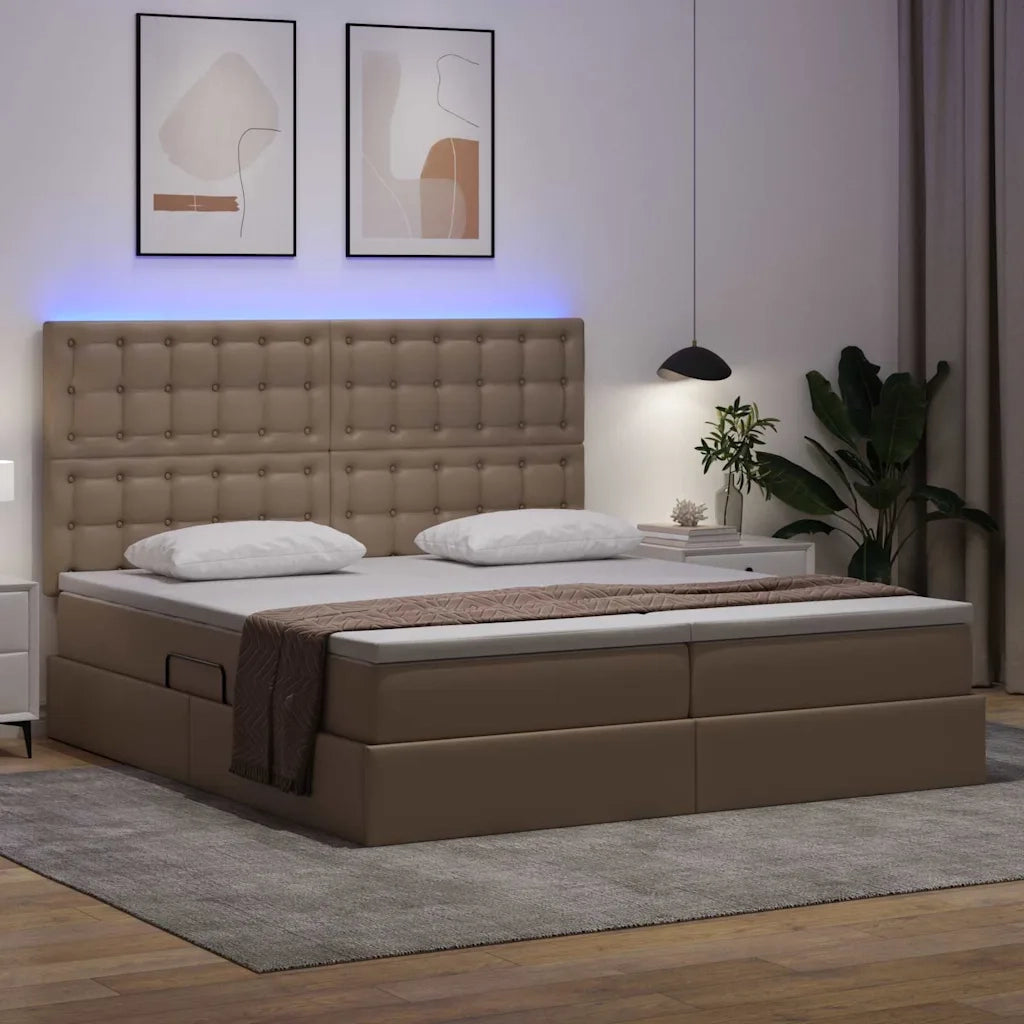 Letto con contenitore e LED Cappuccino 180 x 200 cm