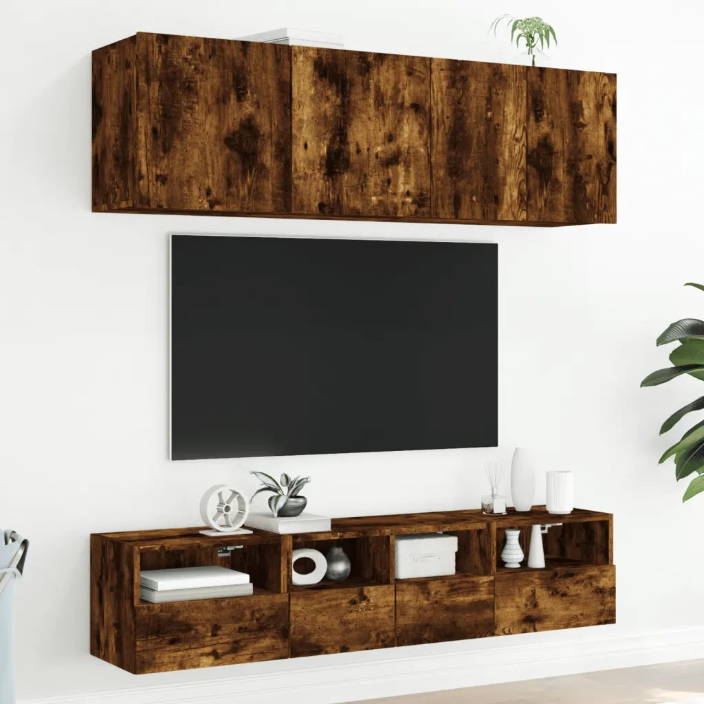 Mobile TV a Parete Rovere Fumo 40x30x30 cm in Legno Multistrato 836848