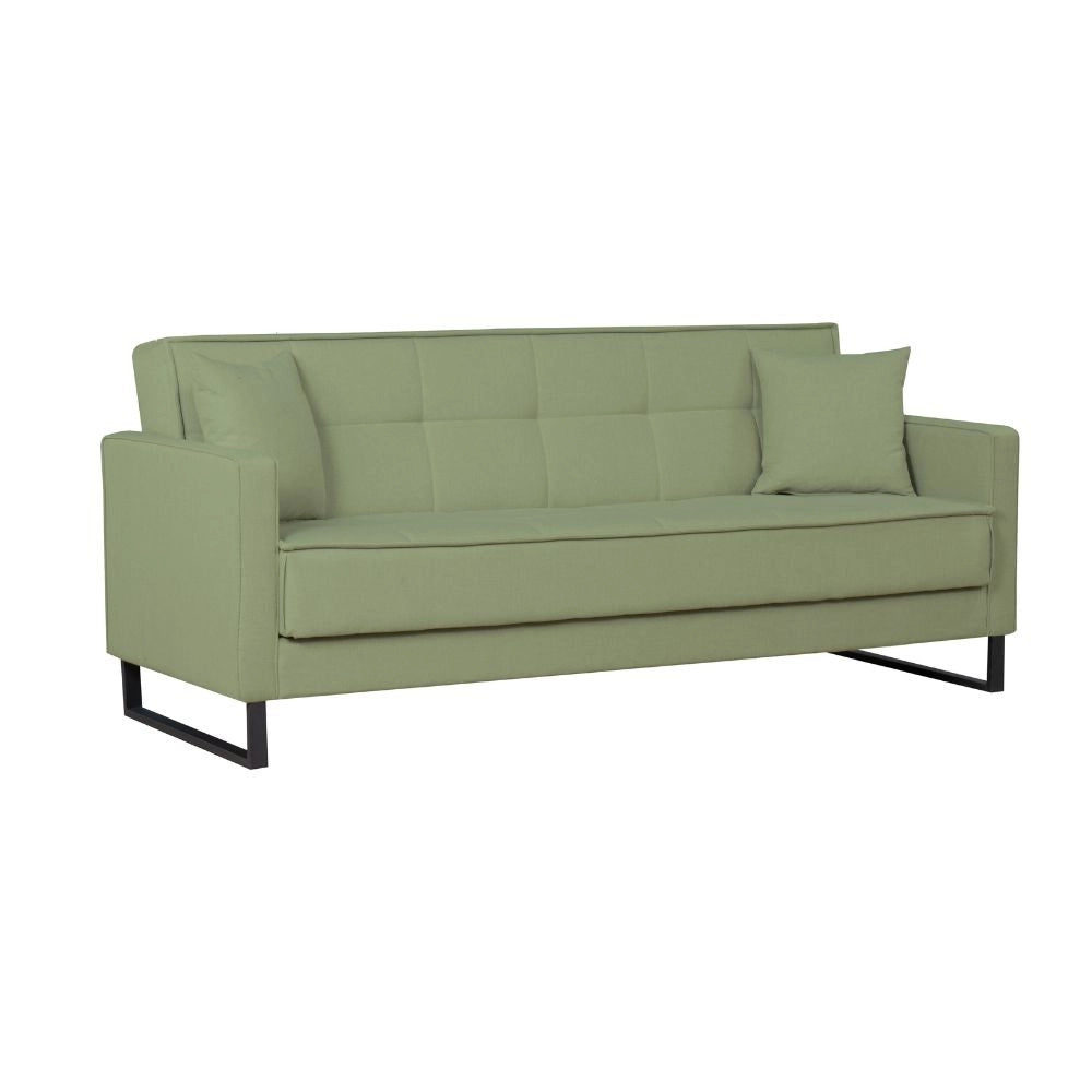 Divano funzione letto e contenitore Legen 3 Posti in vellutino verde oliva 210x85x87H