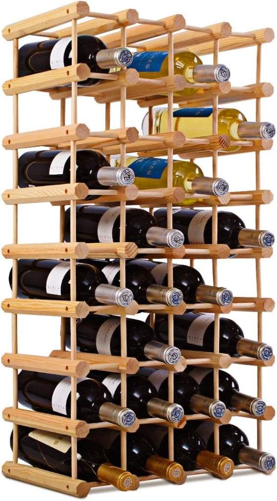 Scaffale Porta Bottiglie di Vino Fino a 40 Bottiglie, Cantinetta in Legno di Pino, 5 Ripiani, 44,5x24x86 cm, Materiale Ecologico, Colore Naturale