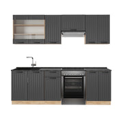 Cucina componibile Fame-Line Grigio scuro/Rovere dorato 240 cm, PL Antracite Vicco