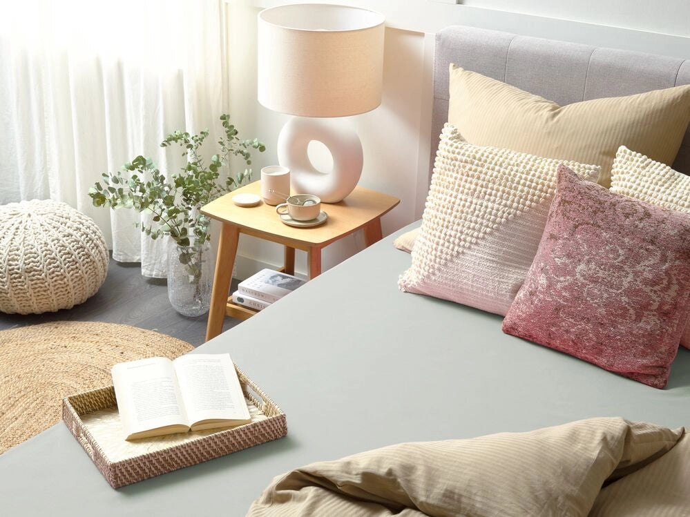 Lenzuolo con angoli cotone verde chiaro 140 x 200 cm con bordi elastici modello classico a tinta unita camera da letto classica