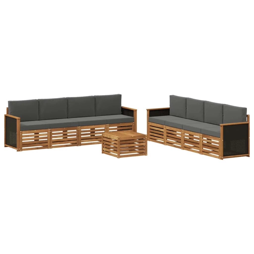 Set di divani da esterno 9 pz Naturale e Antracite 3384163