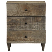 Comodino Grigio Chiaro 50x33x60 cm in Legno Massello di Mango 4017801