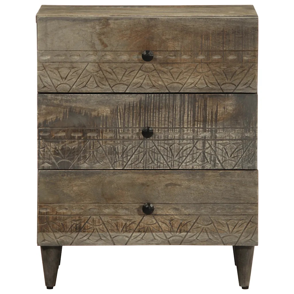 Comodino Grigio Chiaro 50x33x60 cm in Legno Massello di Mango 4017801