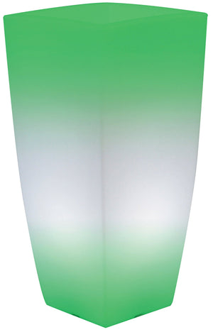 Vaso Luminoso Quadrato 33x33x70 cm Bauer Home Light Ghiaccio e Verde