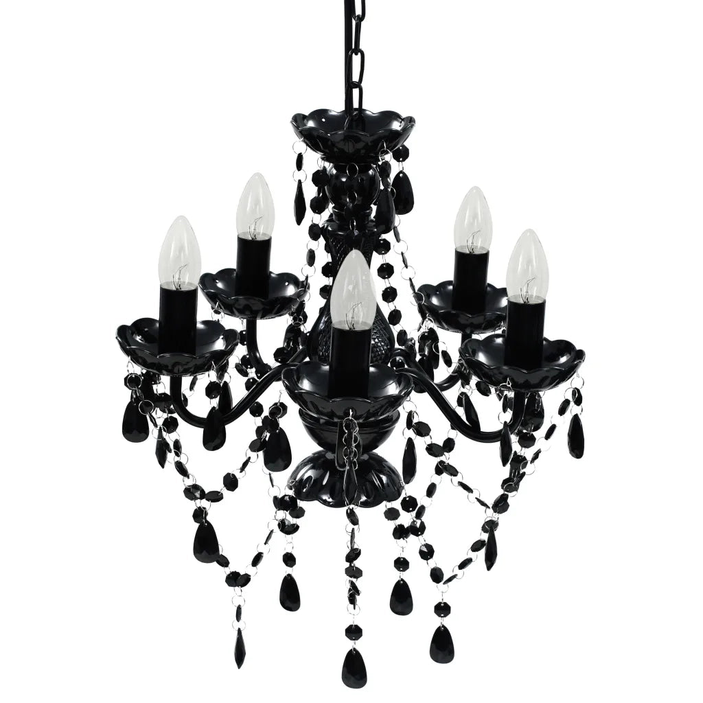 Lampadario in Cristallo con 5 Lampadine Nero CFW7591317