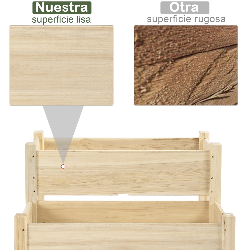 Tavolo da Orto Urbano 2 Livelli ¨C Minimal ¨C Legno Naturale 86x85x72 cm