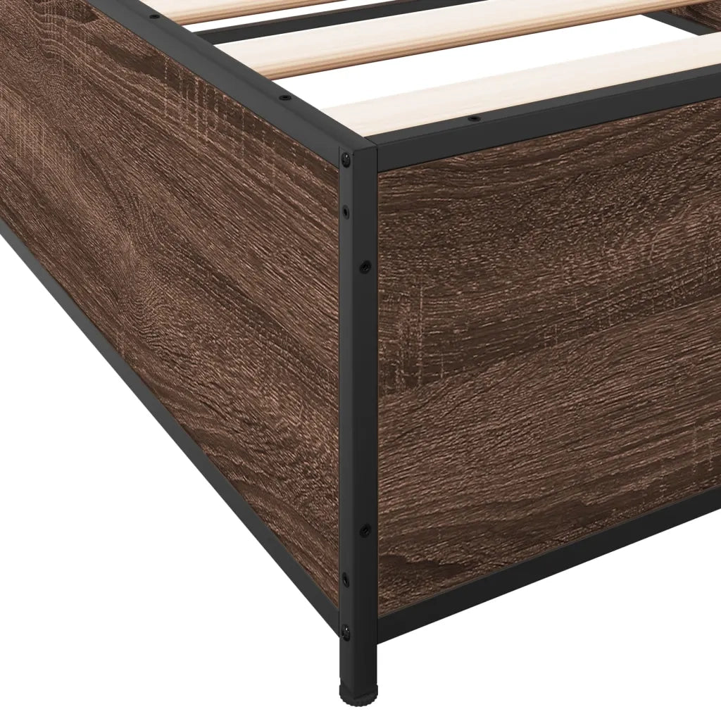 Giroletto-Struttura Letto Rovere Marrone 75x190 cm Legno Multistrato e Metallo 100913