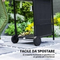 Barbecue a Gas con 4 Bruciatori Indipendenti e Coperchio con Termometro, 108x54x97 cm, Nero