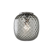 Plafoniera Oban Cromo con Vetro Soffiato a Mano Effetto Balloton Fumè - Lampada da Soffitto E27 75W - Rossini Group