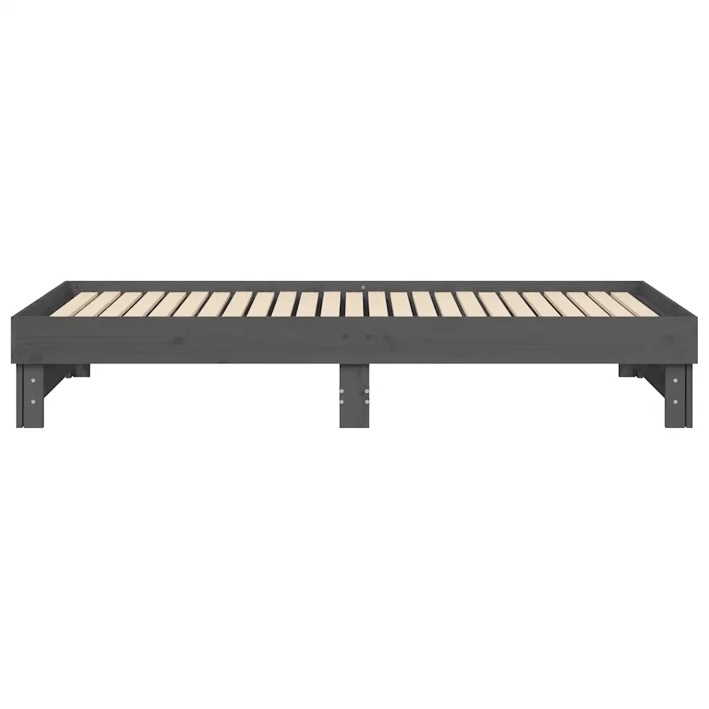 Dormeuse Estraibile Grigia 2x(80x200) cm Legno Massello di Pino 823386