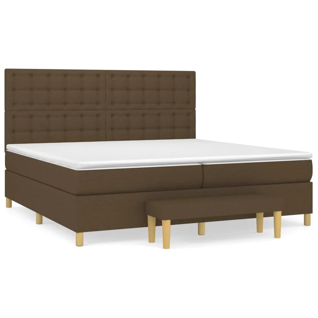 Giroletto a Molle con Materasso Marrone Scuro 200x200cm Tessuto 3137504