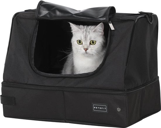 Contenitore per gatti portatile con coperchio, gabinetto per gatti da trasportare, contenitore per gatti mobile per l'auto, contenitore per gatti da viaggio