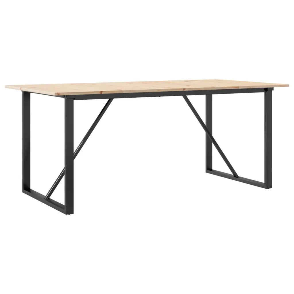Tavolo da Pranzo | Tavolo da cucina Telaio a O 180x90x75 cm Legno Pino e Acciaio