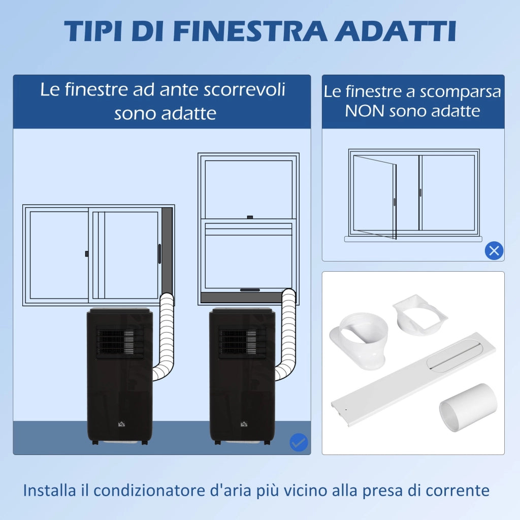 Condizionatore Portatile 950W 33x28x70,4 cm con 5 Modalità e 3 Velocità Nero