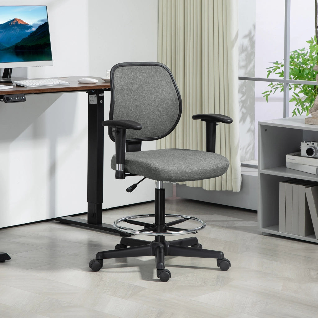 Sedia da ufficio regolabile in altezza con braccioli e ruote ¨C zephmum ¨C grigio 60x57x97-119 cm