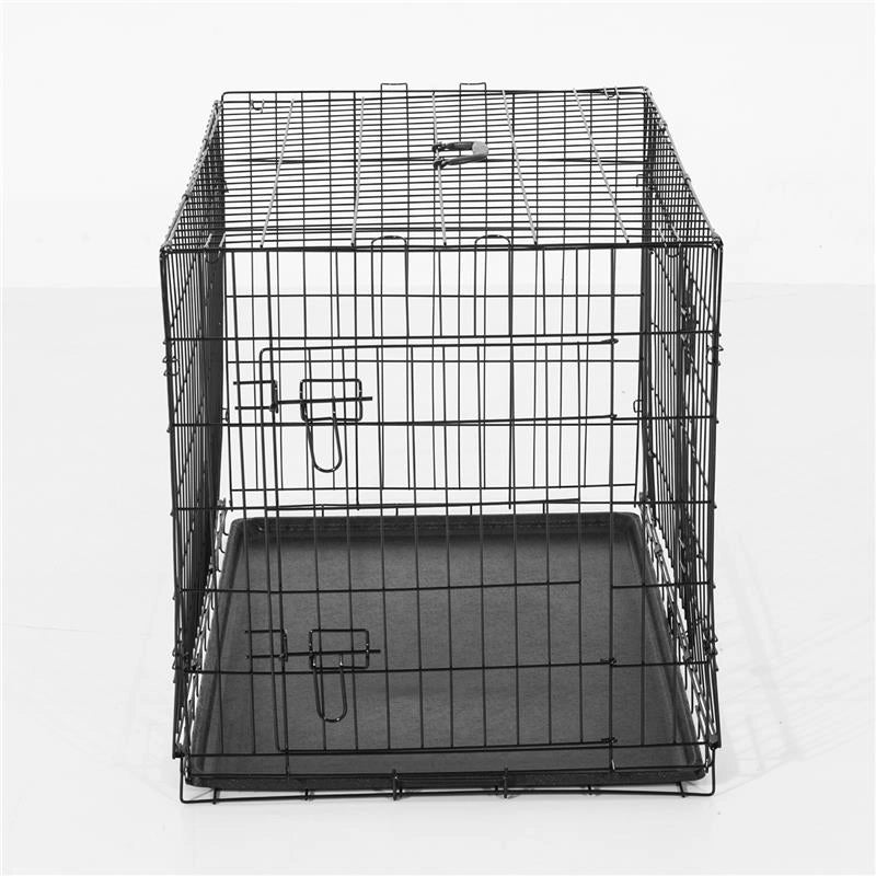 GABBIA TRASPORTINO IN ACCIAIO PER ANIMALI PIEGHEVOLE 122X77X82 CM NERO