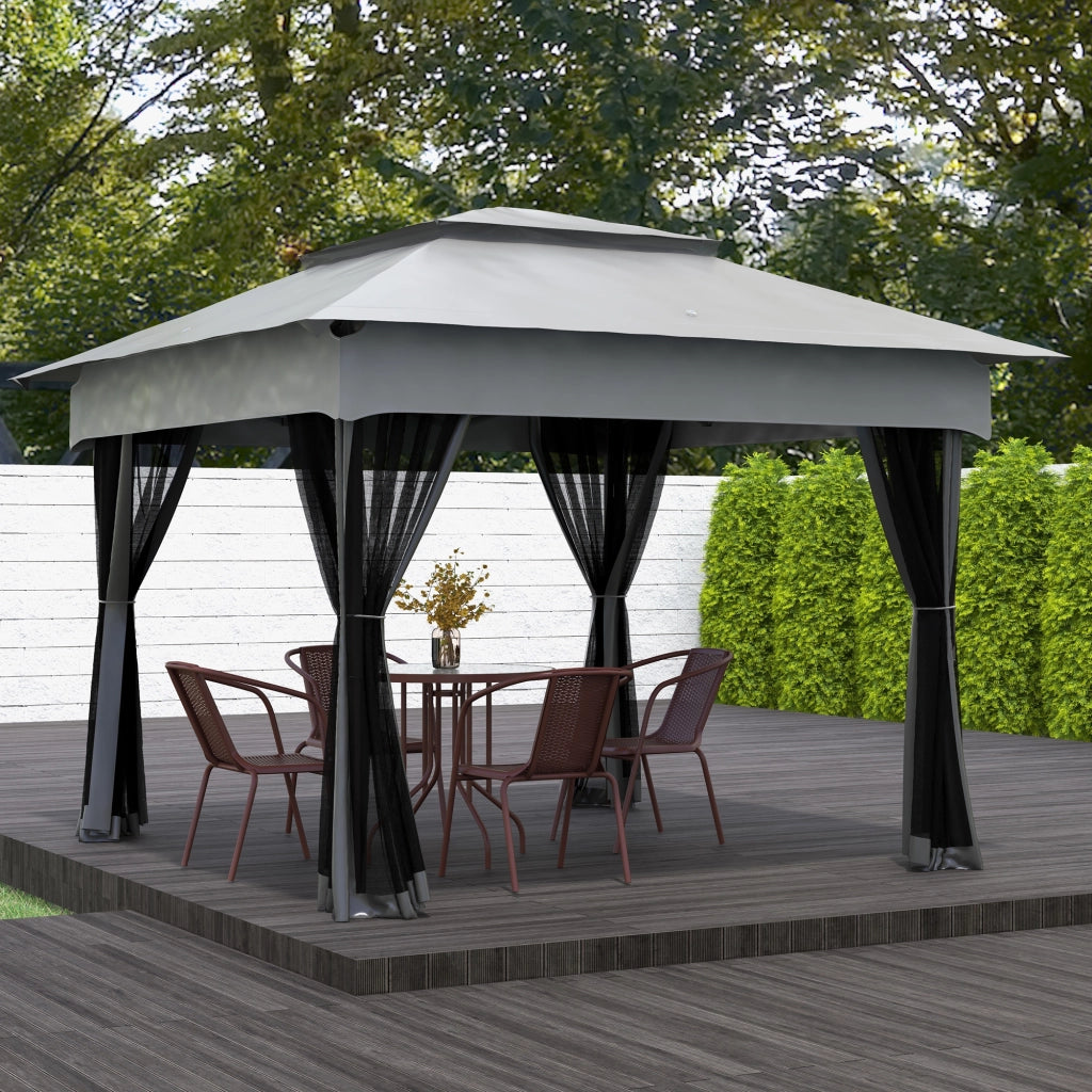 Gazebo Pieghevole 3.3x3.3 m con Pareti Laterali ¨C zephmum ¨C Grigio Chiaro