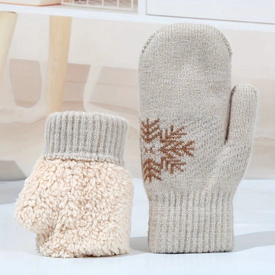 Guanti caldi per inverno | Unisex con disegno fiocco di neve | Adatti per bicicletta, sci e attività all'aperto, guanti caldi in poliestere