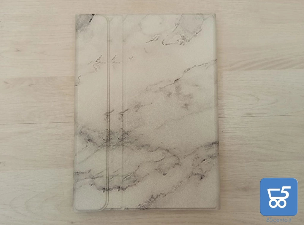 Custodia con Tastiera per iPad 10.8 2020 Effetto Marmo Layout US con Adesivi Italiani