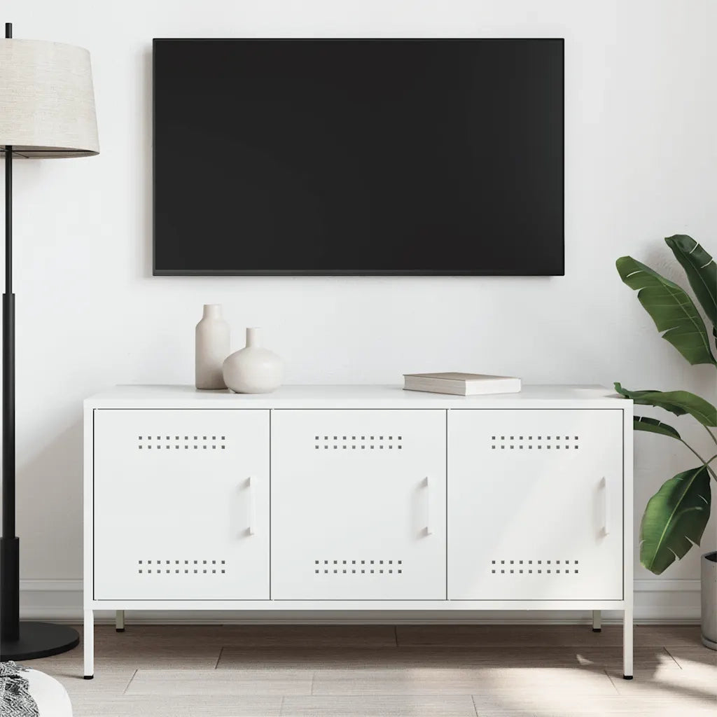 Mobile TV Bianco 100,5x39x50,5 cm in Acciaio