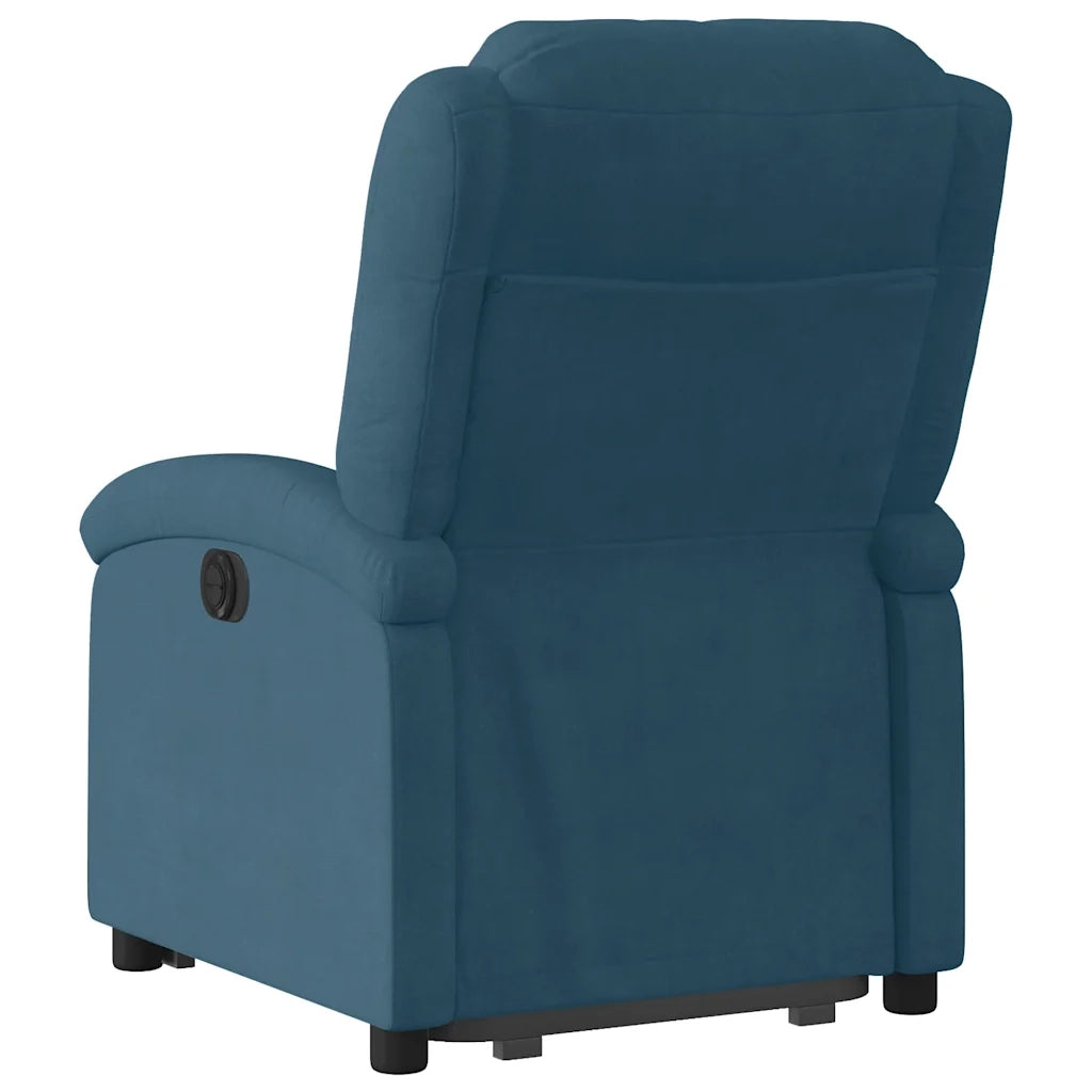 Divano Sedia-Poltrona Alzapersona Reclinabile Blu in Velluto