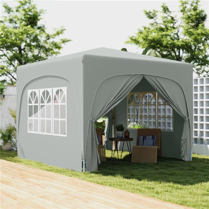 GAZEBO DA GIARDINO 3X3M PIEGHEVOLE CON ALTEZZA REGOLABILE, PROTEZIONE UPF50+ E BORSA GRIGIO CHIARO