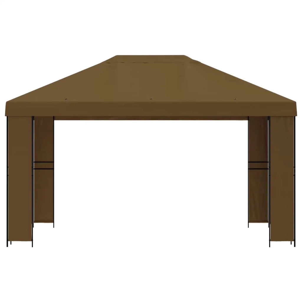 Gazebo 4 × 3 m Tortora Poliestere e Acciaio 190 gsm