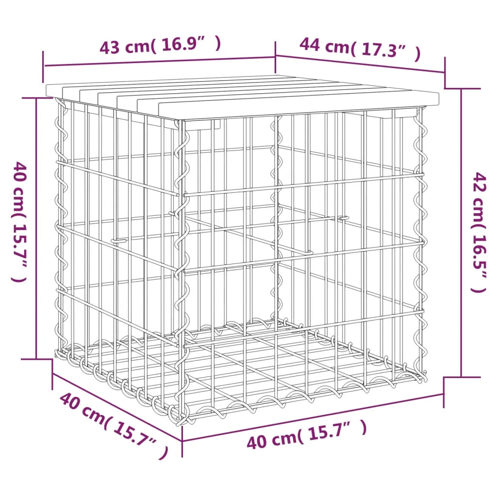Panca da Giardino Design Gabbione 43x44x42 cm Massello Douglas 834336
