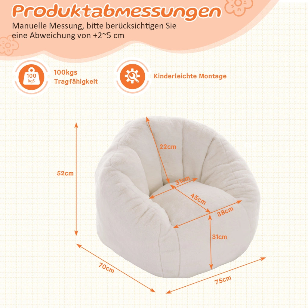 POUF Sacco in poliestere beige, piccolo, per cameretta e zona lettura