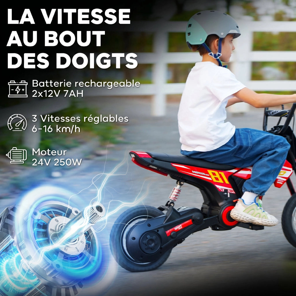 Moto Elettrica per Bambini 24V 250W ¨C zephmum ¨C Rosso