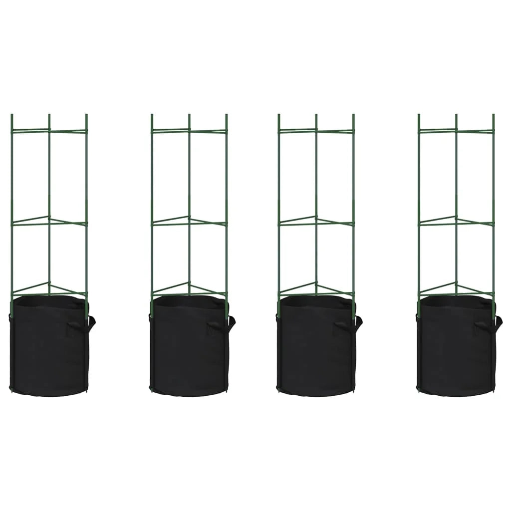 Set di 4 gabbie regolabili multiuso per pomodori 32 x 29 x 116 cm in acciaio verde 02_0055593