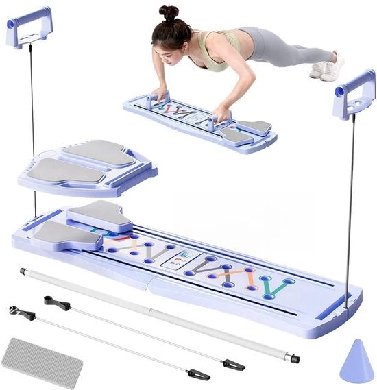 Tavolo Pilates 4-in-1 - Apparecchio Fitness Ripiegabile - Allenatore Addome - Riforma Pilates - Attrezzo Allenamento per Casa - Design Compatto