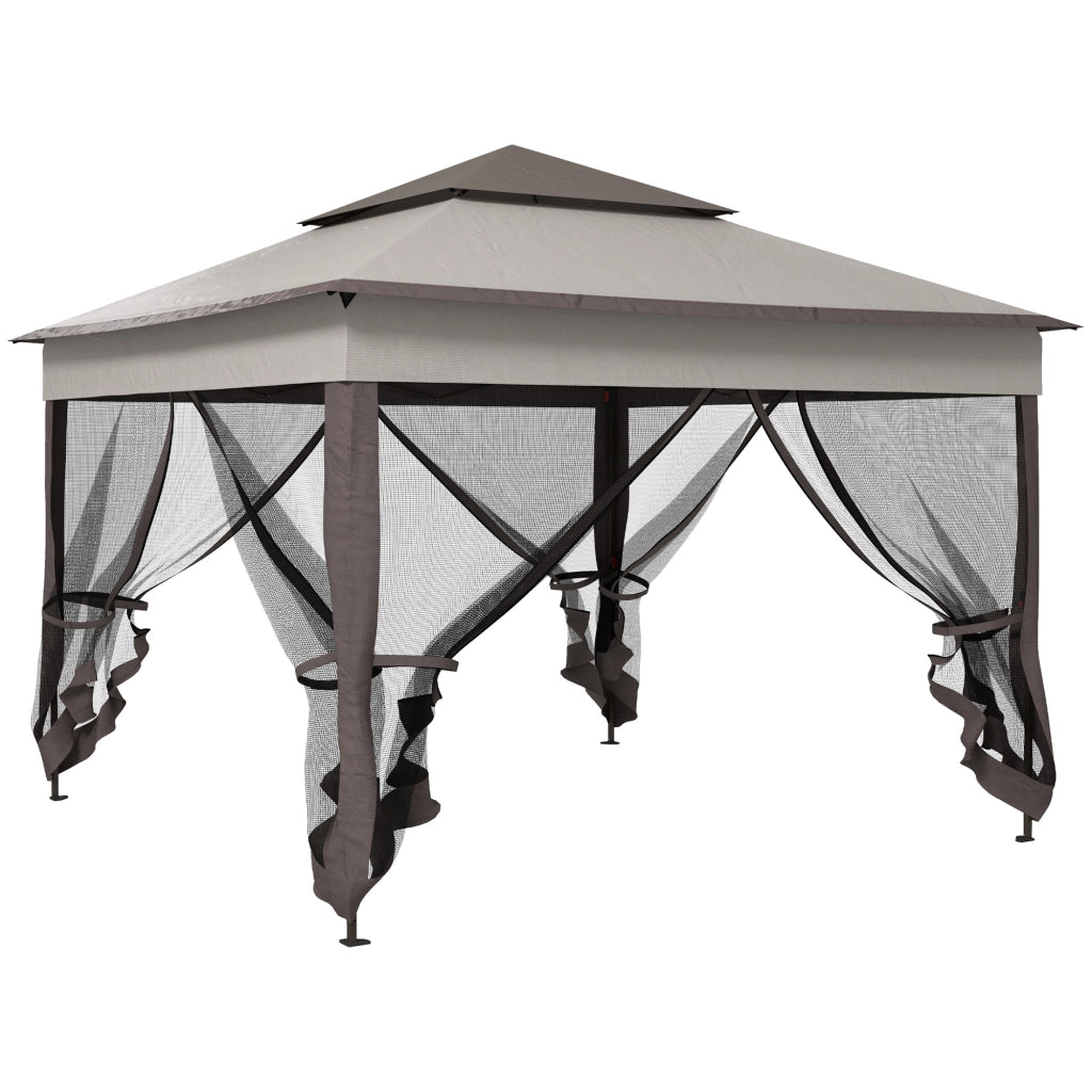 Tenda da giardino pieghevole con pareti laterali Tenda a scomparsa 3.25 x 3.25 x 2.65 m in grigio chiaro per feste in giardino ed eventi
