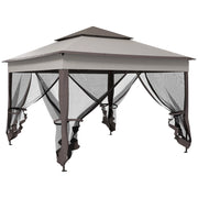 Tenda da giardino pieghevole con pareti laterali Tenda a scomparsa 3.25 x 3.25 x 2.65 m in grigio chiaro per feste in giardino ed eventi